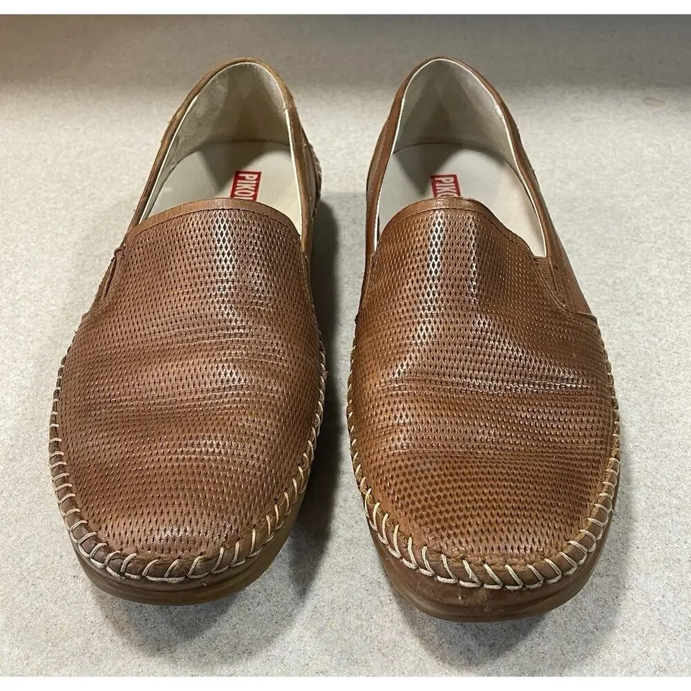 Pikolinos Shoes Men’s Size 11 US /44 EU Brown Leather Slip On Loafer Perforated - Picture 2 of 11